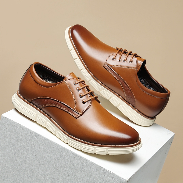 [CrossFlex NeatPolish] Men's Non-Slip Casual Oxford Sneakers - BROWN - 1