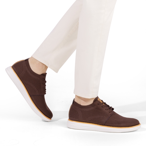 [KnitFlex Breeze] Men's Breathable Mesh Oxford Sneakers - BROWN - 8