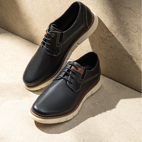 [CrossFlex NeatPolish-] Men's Casual Oxford Dress Sneakers - BLACK - 1