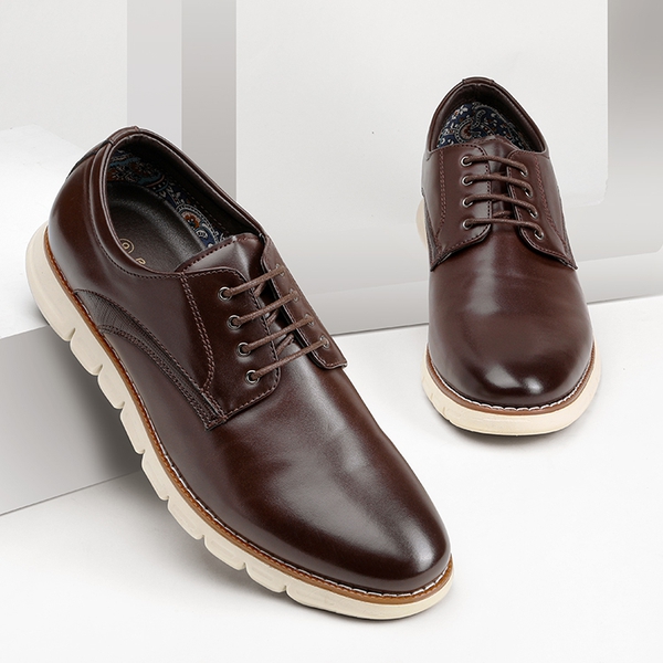 [CrossFlex NeatPolish] Men's Non-Slip Casual Oxford Sneakers - DARK BROWN - 1