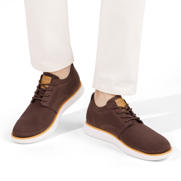 [KnitFlex Breeze] Men's Breathable Mesh Oxford Sneakers - BROWN - 7