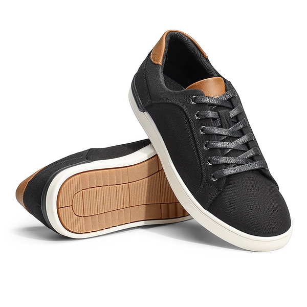 Men's Casual Canvas Sneakers - BLACK - 7