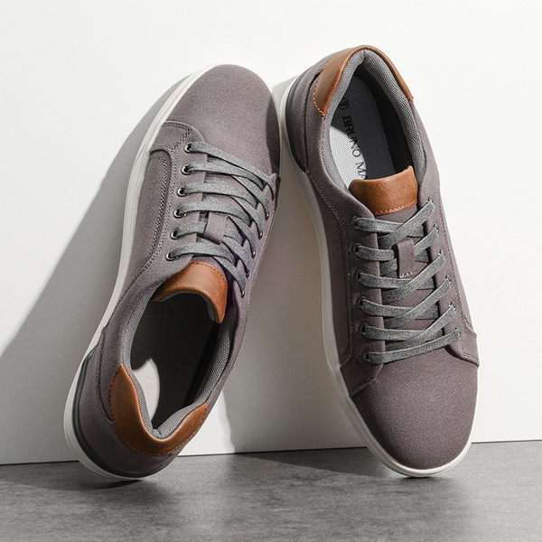 Men's Casual Canvas Sneakers - GREY - 8