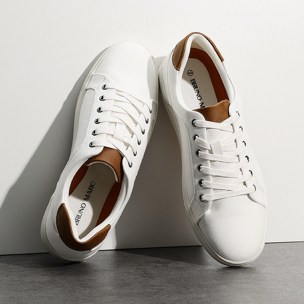 Men's Casual Canvas Sneakers - WHITE - 8