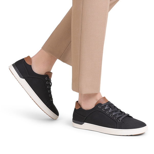 Men's Casual Canvas Sneakers - BLACK - 6