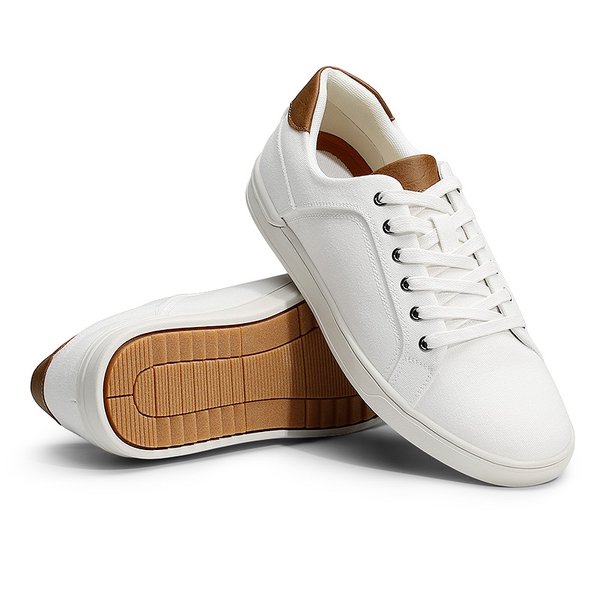Men's Casual Canvas Sneakers - WHITE - 7
