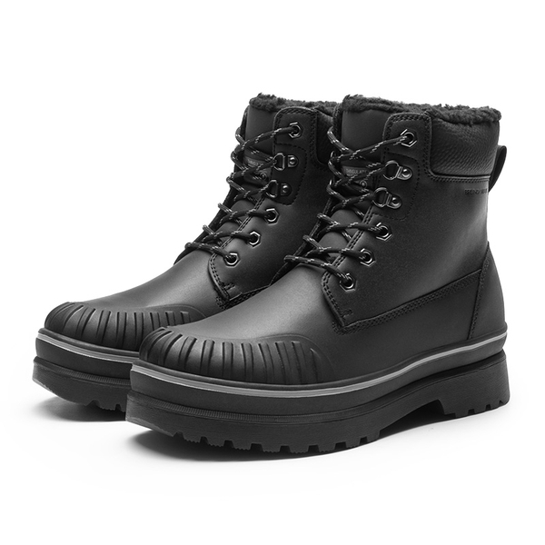 Men's Fur Lined Insulated Snow Boots - BLACK - 2