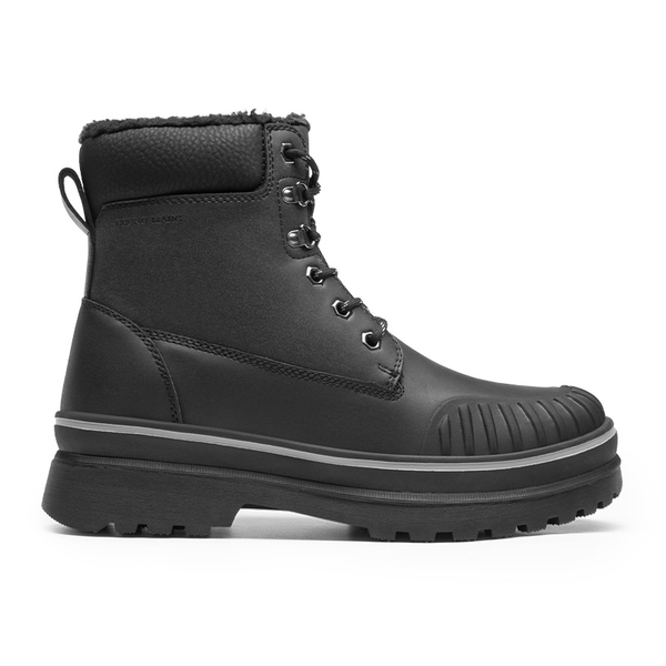 Men's Fur Lined Insulated Snow Boots - BLACK - 1