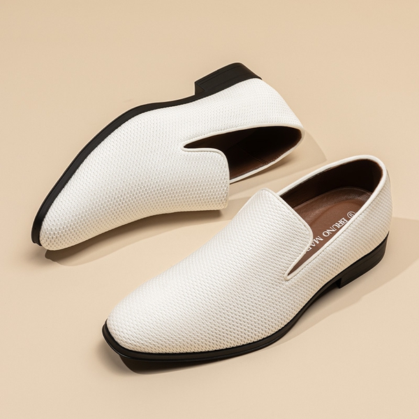 Men's Velvet Slip-On Loafers - WHITE - 7