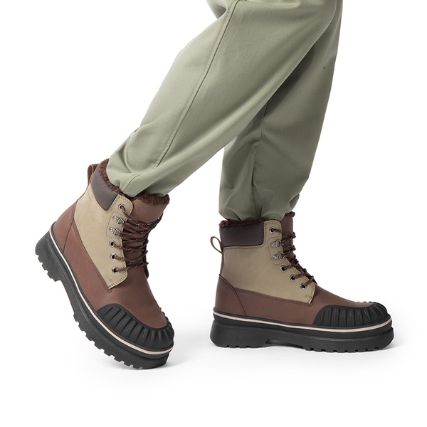 Men's Fur Lined Insulated Snow Boots - BROWN - 5