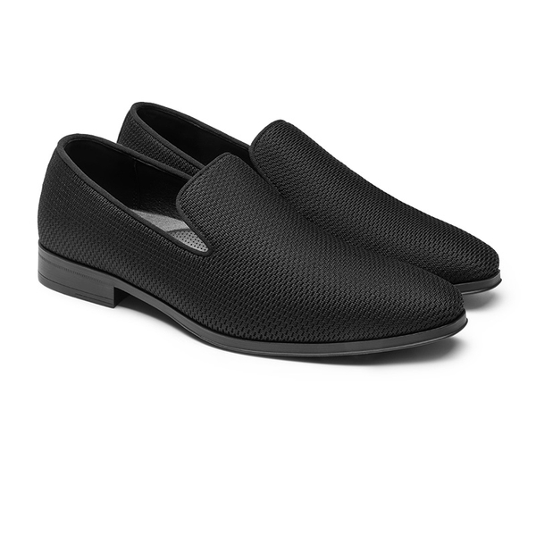 Men's Velvet Slip-On Loafers - BLACK - 2