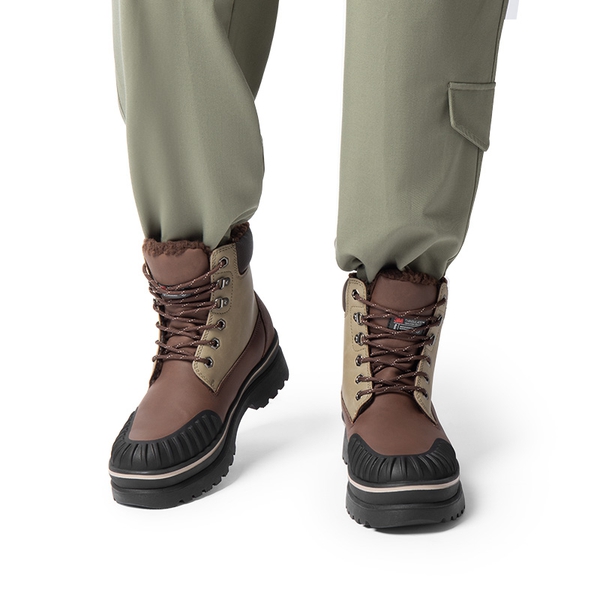 Men's Fur Lined Insulated Snow Boots - BROWN - 6