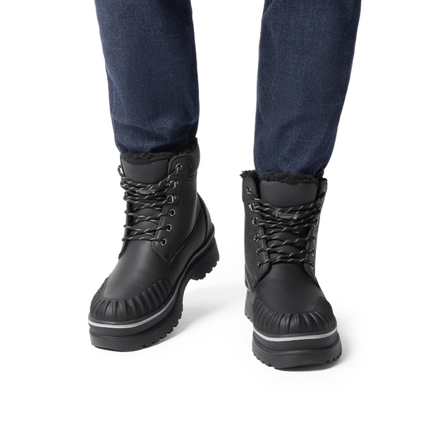 Men's Fur Lined Insulated Snow Boots - BLACK - 6