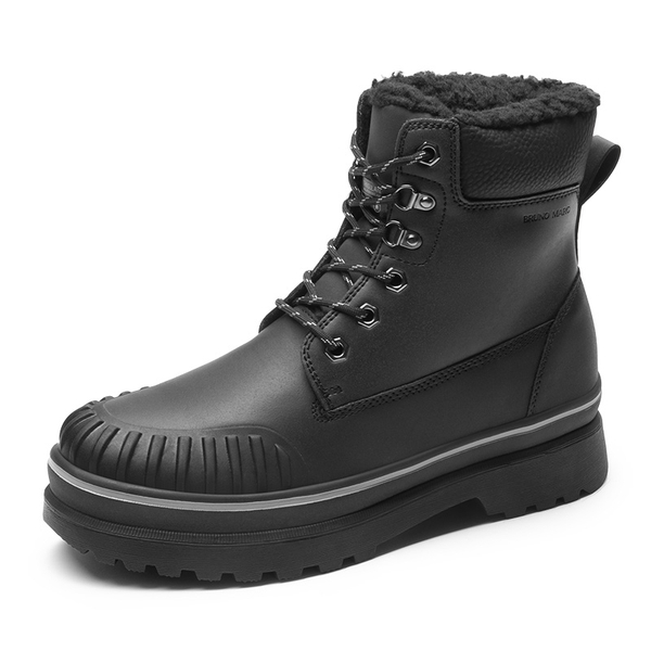 Men's Fur Lined Insulated Snow Boots - BLACK -  0