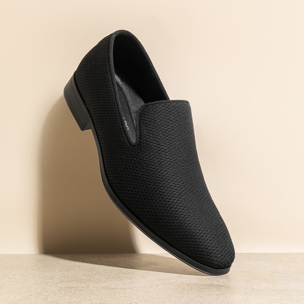 Men's Velvet Slip-On Loafers - BLACK - 7