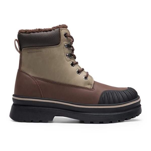 Men's Fur Lined Insulated Snow Boots - BROWN - 1