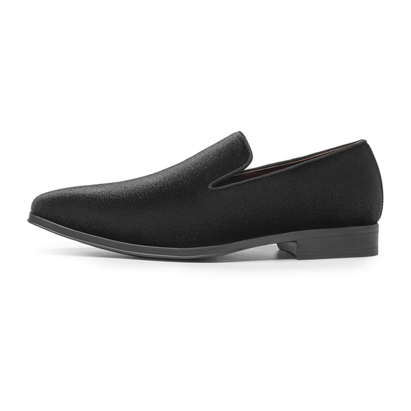 Men's Velvet Slip-On Loafers - BLACK-VELVET - 1