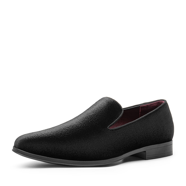 Men's Velvet Slip-On Loafers - BLACK-VELVET -  0