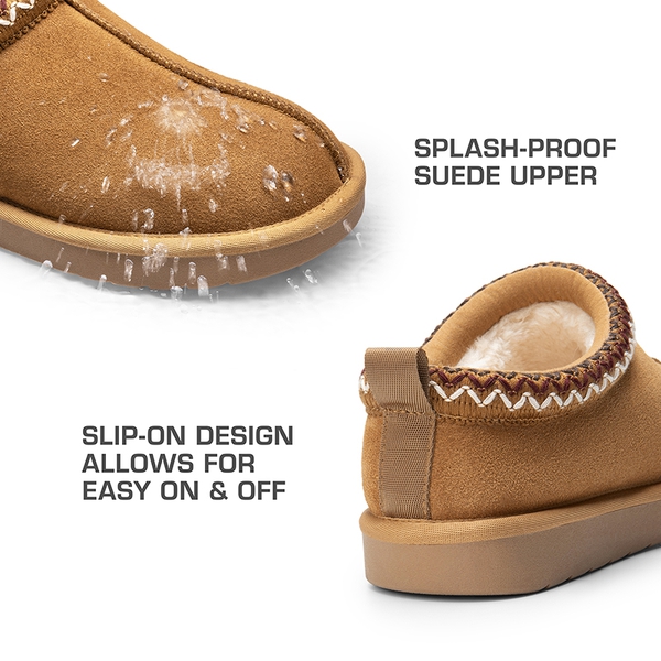 Men's Slip-On Fuzzy Slippers - CHESTNUT - 4