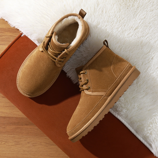 Men's Suede Fur Snow Boots - CHESNUT - 7