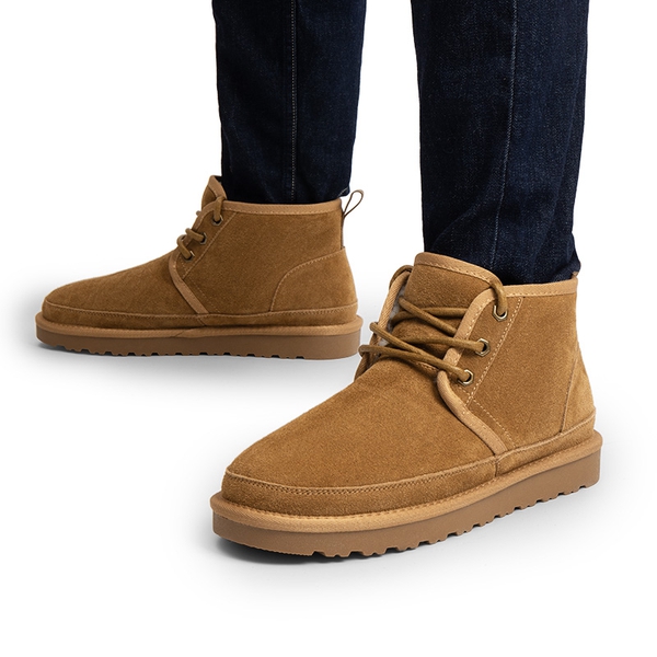 Men's Suede Fur Snow Boots - CHESNUT - 5