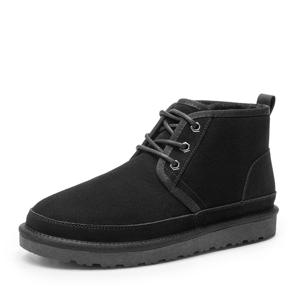 Men's Suede Fur Snow Boots - BLACK -  0