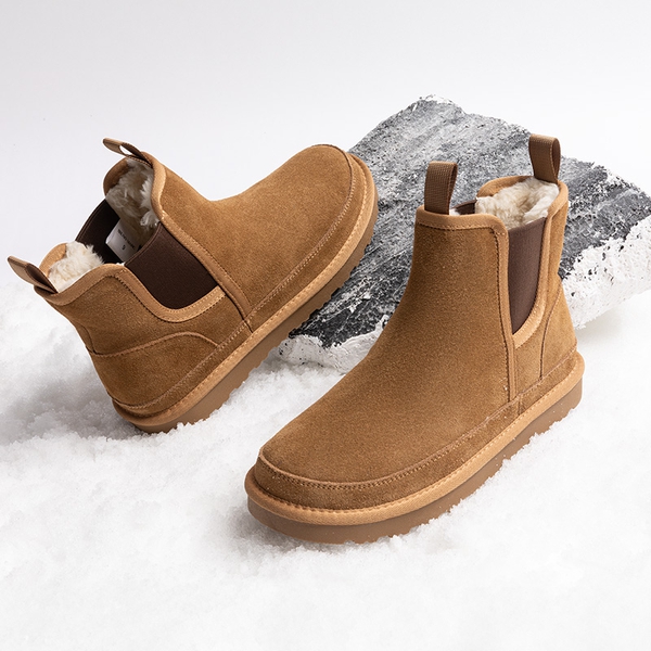 Men's Chelsea Snow Ankle Boots - CHESNUT - 7