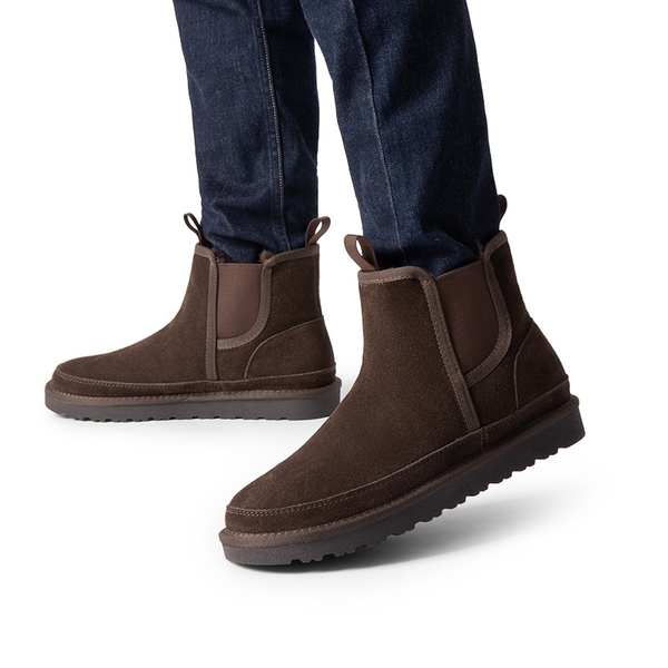 Men's Chelsea Snow Ankle Boots - BROWN - 5