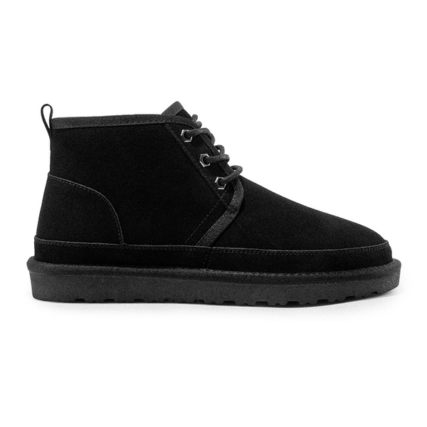 Men's Suede Fur Snow Boots - BLACK - 1
