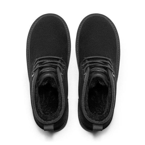 Men's Suede Fur Snow Boots - BLACK - 2