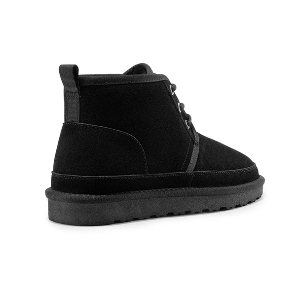Men's Suede Fur Snow Boots - BLACK - 4
