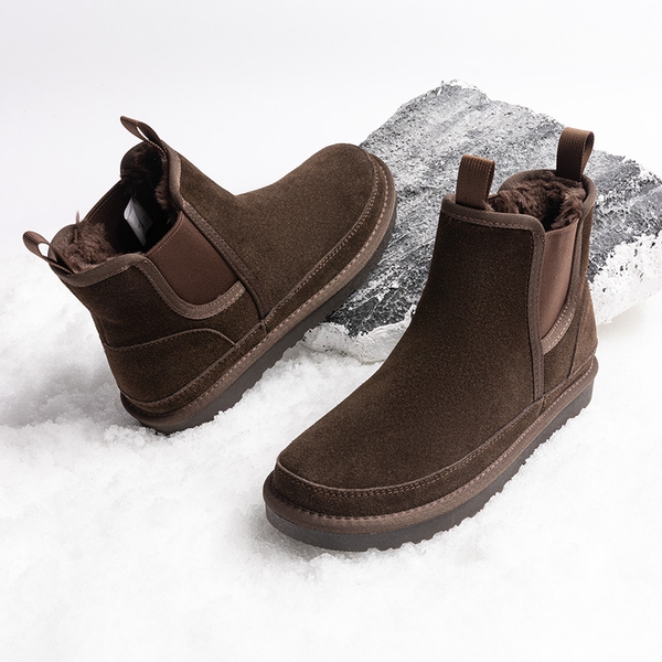 Men's Chelsea Snow Ankle Boots - BROWN - 7