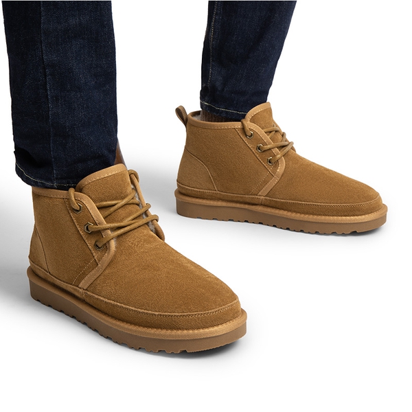 Men's Suede Fur Snow Boots - CHESNUT - 6