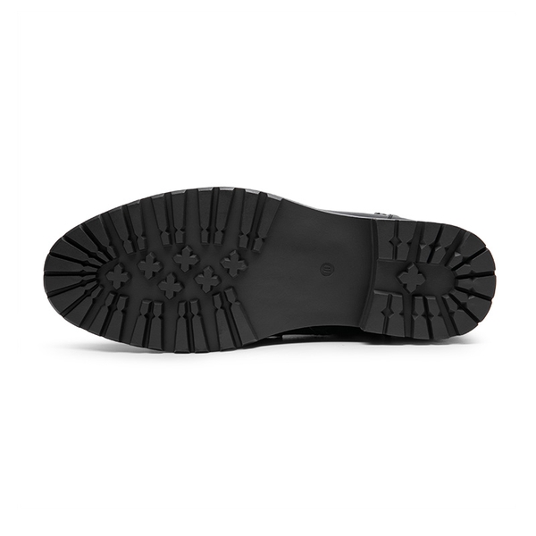 Men's Cap-Toe Motorcycle Combat Boots - BLACK - 3