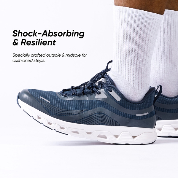 Men's Cushioned Mesh Lifestyle Sneakers - NAVY - 3