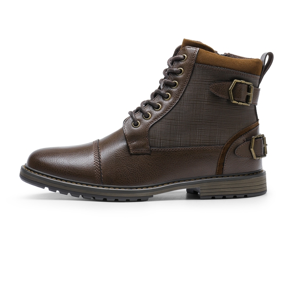 Men's Fur-Lined Oxford Dress Boots - BROWN - 1