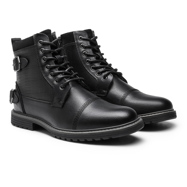 Men's Fur-Lined Oxford Dress Boots - BLACK - 2