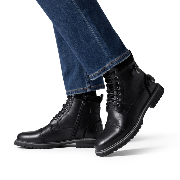 Men's Fur-Lined Oxford Dress Boots - BLACK - 6