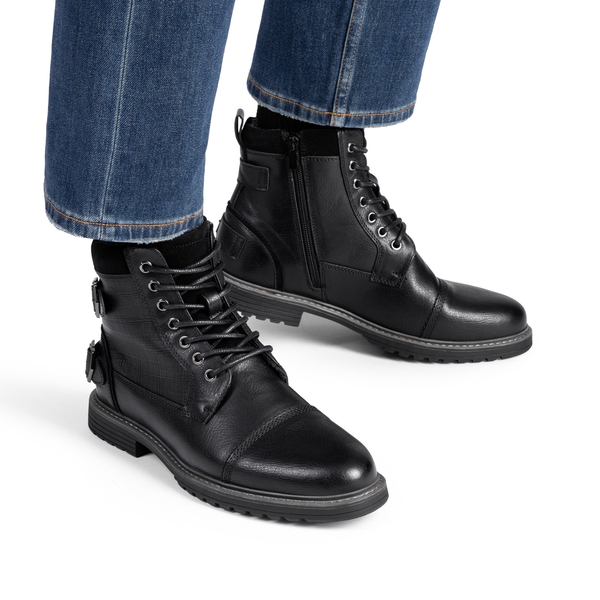 Men's Fur-Lined Oxford Dress Boots - BLACK - 5