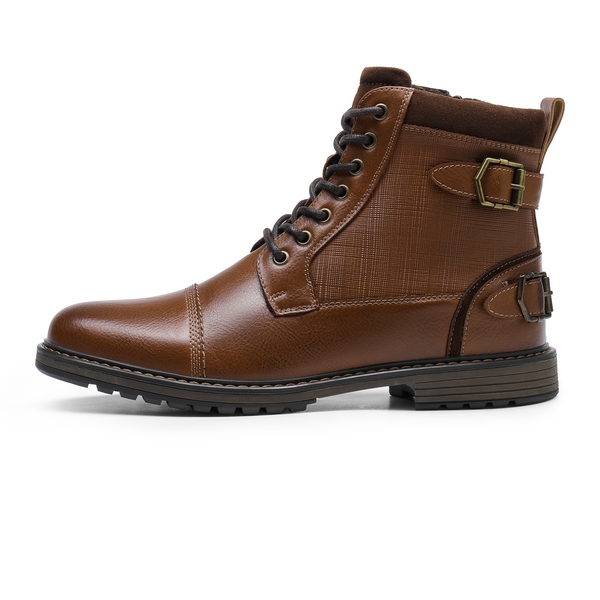 Men's Fur-Lined Oxford Dress Boots - CAMEL - 1