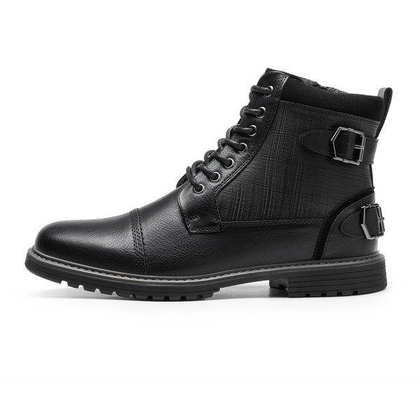 Men's Fur-Lined Oxford Dress Boots - BLACK - 1