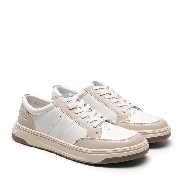 Men's Low Top Casual Fashion Sneakers - WHITE/BEIGE - 2