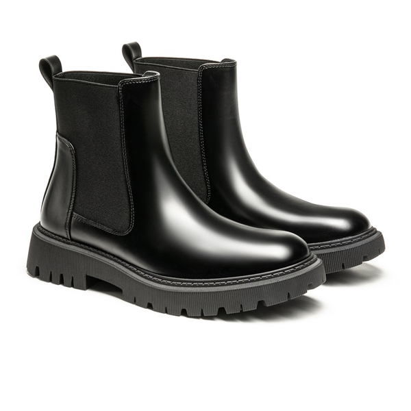 Men's Pull On Chelsea Boots - BLACK-PAT - 2