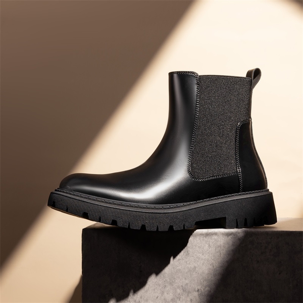 Men's Pull On Chelsea Boots - BLACK-PAT - 7
