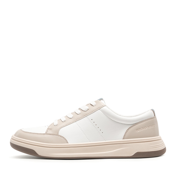 Men's Low Top Casual Fashion Sneakers - WHITE/BEIGE - 1