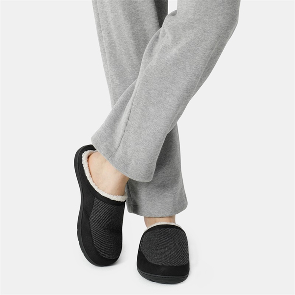 Men's Warm Fuzzy House Slippers - BLACK - 4