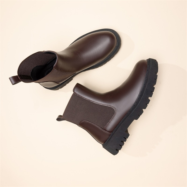 Men's Pull On Chelsea Boots - DARK BROWN-1 - 7