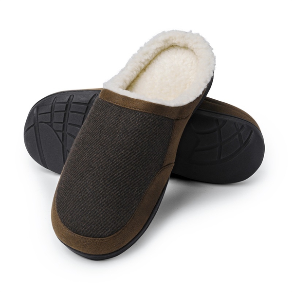 Men's Warm Fuzzy House Slippers - BROWN - 1