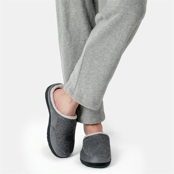 Men's Warm Fuzzy House Slippers - LIGHT GREY - 4