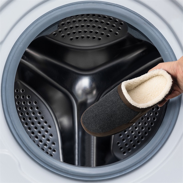 Men's Warm Fuzzy House Slippers - BROWN/GREY - 2